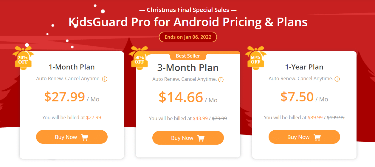 KidsGuard Pro for Android Plans